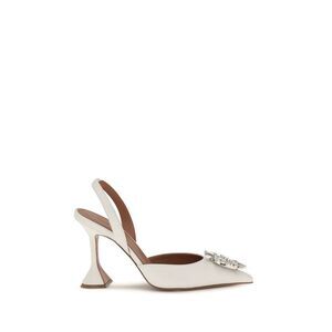 Amina Muaddi White Calf Leather Bos Taurus High Heel Women's Pumps